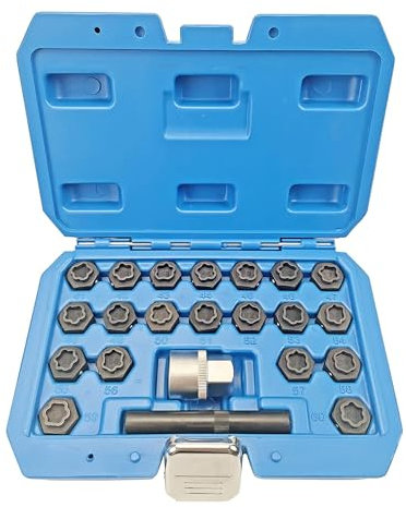 JEUCLEL 22PCS Wheel Locking Nut Key Kit Compatible with BMW Series, Wheel Lock Nut Socket Adapter Set, Anti-Theft Lug Removal Tool, Anti-Theft Screw Remover Hand Repair Tool
