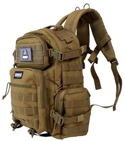 BARRERA warriors Tactical Backpack 25L Military MOLLE Assault Pack Waterproof EDC Backpack for Hiking, Camping, Travel & Survival Gear, Bug out Bag (Coyote Brown/Military Tan)
