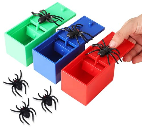 3 Stück Spinnen Spielzeug Box Spider Prank Box Prank Spider Scare Prank Box Gummispinne Spinnen Prank Box Scherzartikel für Halloween Streich Kreative Lustige Spinnenbox für Partys mit Spinnenmodell