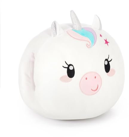 LEGAMI - Super weiches Handwärmer, Einhorn-Plüschtier weich flauschig, Plüschkissen für Kinder Erwachsene, Geschenkidee, geeignet für kalte Hände, Maße 31 x 33 x 14 cm, Weiß