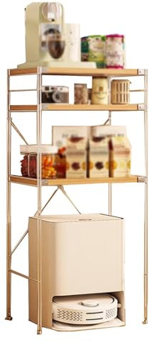 Mobile Salvaspazio Cucina Alto 130cm, Scatole Portaoggetti Grandi per Robot Aspirapolvere Peli Animali Lavapavimenti, Moderno Ufficio Domestico Supporto Nascosto(50 * 41 * 130cm)
