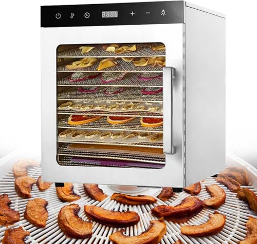 Lakenbroade Essiccatore per Alimenti | 10 vassoi in Acciaio Inossidabile, Rotazione Automatica a 360°, Controllo Indipendente di Temperatura e Tempo, Ventola montata posteriormente, Timer 24 Ore