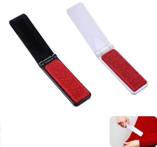 Kisstta 2-Teiliger Faltbare Fusselentfernerbürste, Tragbare Wiederverwendbare Mini-Fusselbürste Zum Entfernen Von Kleidung, Sofas, Stoffen, Tierhaaren Reise-Fusselbürste (Schwarz Und Weiß)