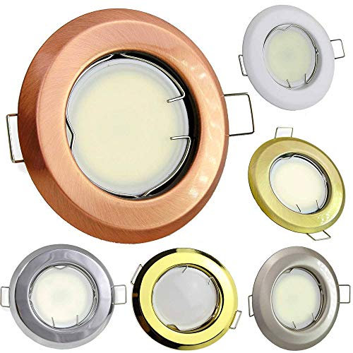 LED Einbaustrahler gold rund 7,5 Watt dimmbar warmweiß 230V - GU10 Einbauleuchte 55-60mm Bohrloch - Einbau-Spot Decken-Strahler Deckeneinbaustrahler Deckenspot Deckeneinbauleuchte