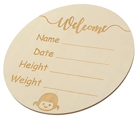 ANDRESLAD Rundes Geburtsanzeigenschild Namensschild für Neugeborene aus Holz Willkommensschild zur Babyparty Holzkarte zur Dokumentation Des Ersten Lebensmonate