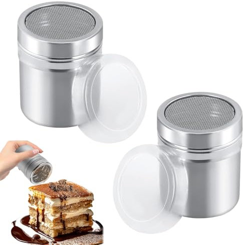 pcsfoe Puderzuckerstreuer,Puderzuckermühle,Staubzuckerstreuer,Mehlstreuer,Kaffee Und Kakaostreuer Mit Feinmaschigem Deckel,Kakao Streuer Cappuccino Für Heiße Schokolade Brotdekoration
