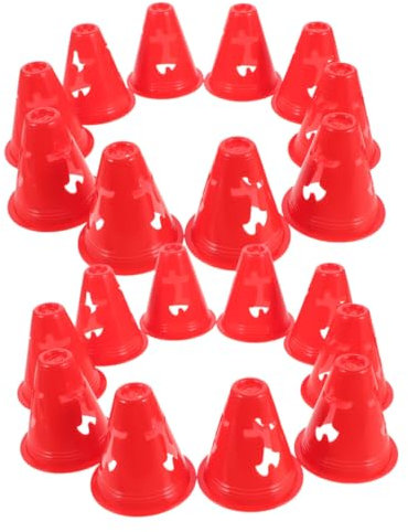 Yardwe 20stücke Teiliges Höhe Aus Pe-Material Robuste Kleine Markierungshütchen Für Fußball Rollschuhlauf Basketball Und Sportübungen Leuchtend Rote Hindernisse Für Outdoor Und Sportplätz
