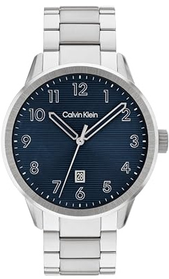 Calvin Klein Orologio con Movimento al Quarzo a Tre Lancette da Uomo Collezione MINIMALISTIC PILOT con Cinturino in Acciaio Inossidabile Argentato - 25200515, Silver