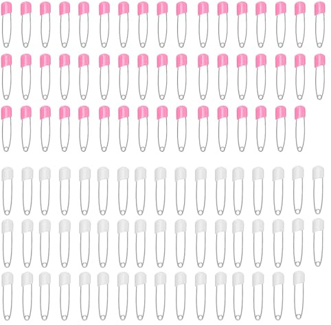 LINTRA 100 Piezas Imperdibles Pequeños, con Cerradura Agujas para Pañales, Rosa y Blanco Alfileres de Seguridad para Bebés, Adecuadas para Pañales, Ropa y Artesanías