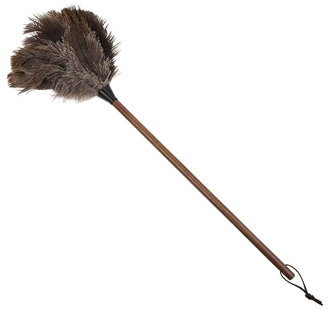 VALICLUD 1 Plumeau Réutilisable avec Manche Grand Plumeau Naturel Nettoyage À Longue Portée À Main en Autruche Brosse À Poussière Baguette De Nettoyage