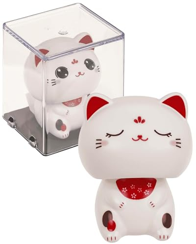 Out of the blue Winkekatze mit Solarzelle – Symbol für Glück & Lebensfreude – Japanische Maneki Neko Figur 5,5 cm – Automatisch winkender Glücksbringer für Schreibtisch Regal & Auto