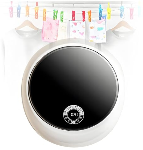 HuanSebesity Portable Clothes Washing Machines Wall Mounted Mini Washing Machine Portable Fully Automatic Front Drum Washing Machine Washing Capacity 3kg for Bathroom White