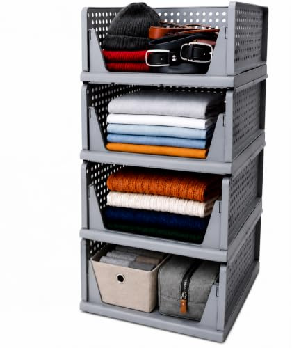 OrdnungsWerk® Kleiderschrank Organizer 4er Set Schrankbox faltbar | stapelbar, belüftet