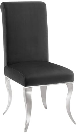 Stuhl MODERN BAROCK DELUXE - 105cm - schwarz silber - Samt Edelstahl-Beine
