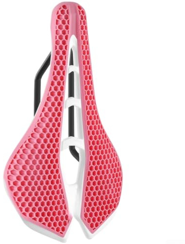 Sella per bicicletta, con cuscino a nido d'ape, per alleviare la pressione, comoda, per uomo e donna, per ciclismo su strada, MTB, ciclismo, morbida imbottitura (rosa)
