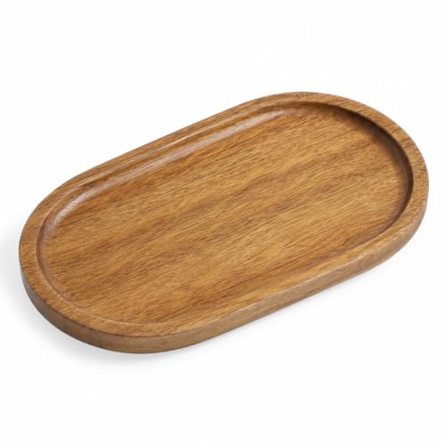 Bathroom Vanity Tray, Acacia Wood Soap Dispenser Tray, Toilet Tank Tray, Kitchen Tray, Comestic Holder Bathtub Organizer, Home Decor Ideal for Jewelry, Cosmetics, and Small Items (Yellowish Brown)