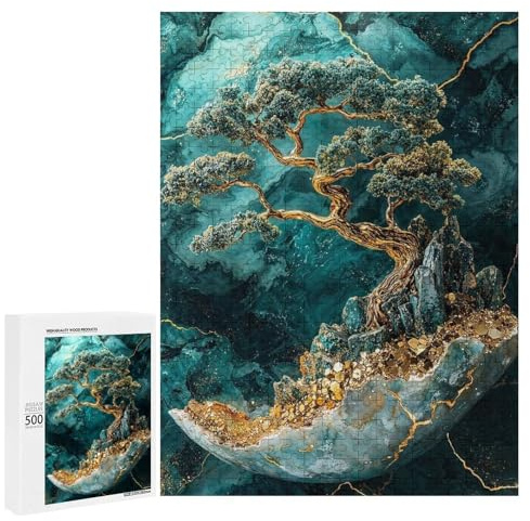 Crystal Realm Bonsai Tree – Decorative Jigsaw for Grown-Ups, 500 PCS, Holiday-Season Gift, for Mindful Indoor Entertainment