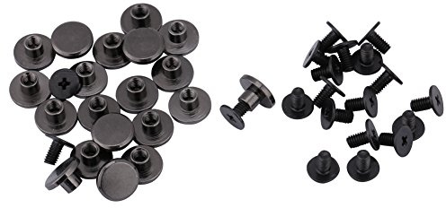 Walfront 20 Stück Set Messing Flachkopf Nieten Schwarz Leder Handwerkskunst Schrauben Nagelnieten DIY Leder Basteln Metall Nieten Für Gürtel Gurt Tasche Schuhe Dekoration 5 Mm