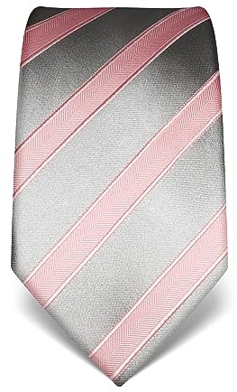 Vincenzo Boretti cravatta elegante classica da uomo, 8 cm x 15 cm, di pura seta di alta qualità, idrorepellente e antisporco, motivo a righe rosa