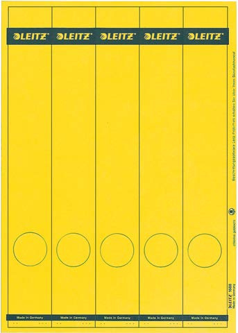 LEITZ® Rückenschild, auf A4-Bogen, selbstklebend, Papier, schmal/lang, 39 x 285 mm, gelb (125 Stück), Sie erhalten 1 Packung á 125 Stück