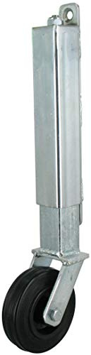 Rollentechnik gefederte Torrolle Torlaufrolle Stützrad Federrolle für Schwenktor Weidetor Hoftor Gartentor | Rad Vollgummi ELF Ø100x30 | Bauhöhe 400mm | Tragfähigkeit 70 kg