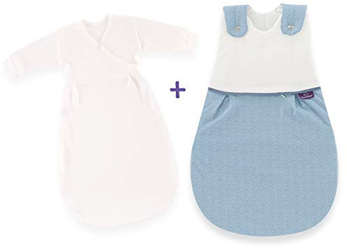 Träumeland Babyschlafsack LIEBMICH 3tlg. Set Größe 50/56 Punkte blau