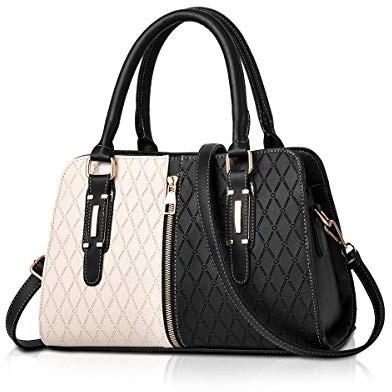 NICOLE & DORIS Schultertasche Damen Mode PU Leder Schick Shopper Handtasche Umhängetasche Tote Handtaschen mit Quasten Schwarz