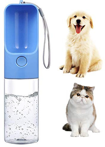 Bouteille Portable Chien D'eau 450Ml, Pet Voyage Coupe De L'eau Potable Bouteilles Bol, Qualité Alimentaire ABS Leak Proof Distributeur D'eau Pour La Marche, Facile À Transporter Bouteilles ,Bleu