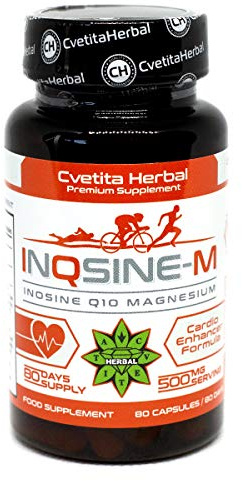 InQsine-M | 500 mg x 80 vegane Kapseln (80 Tage Vorrat) | Inosin | Magnesiumcitrat | CoEnzyme Q10 | Gesundes Herz-Kreislauf-System Herd | Cardio-Produkt von Cvetita Herbal (1)
