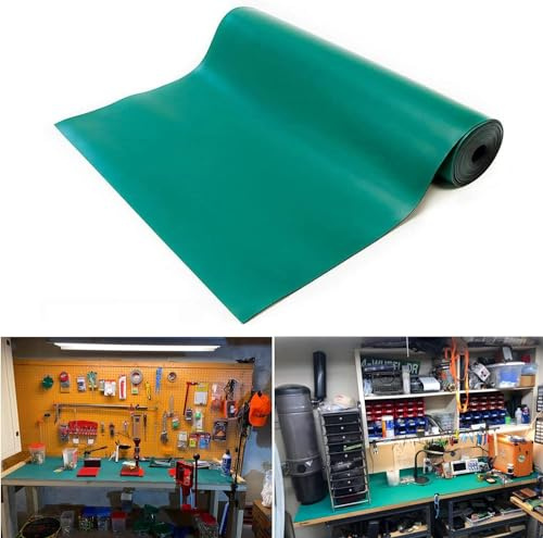 MYOYAY 23.6 x 118 Rubber ESD Soldering Mat Roll 0.08 Thick Anti-Static High Temperature Workbench Mat Electrical Grounding Desk Pad for Workstation Soldering Electronics Circuit Board Repair