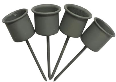 Seaside No.64 - Kerzenpieker für Stabkerzen/Kerzenspiess für Teelichter - im 4er Set aus Metall - Shabby, Vintage-Look für deinen Adventskranz - Tischgesteck oder Topfdekoration (grau, Stabkerze)