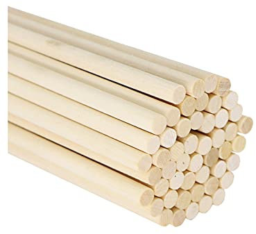 Wooden Sticks, 50 Packs Round Wooden Dowel Rods Craft Sticks for Craft Projects, 30cmx5mm Dowel Rods Craft Long Wood Sticks for DIY Woodworking, Building Model, Home Garden Decoration