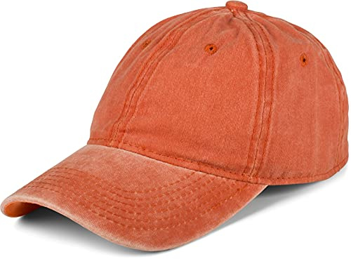 styleBREAKER Gorra Unisex Baseball Look Vintage Ajustable 6 Panel Cappy en Look Washed con Visera Curvada de Algodón Gorra Retro para Mujeres y Hombres, Color:Naranja
