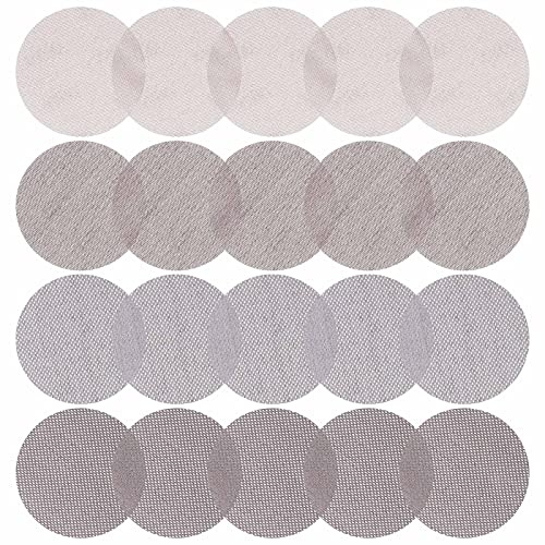 eMagTech 20x 5 Pouces Maille Crochet et Boucle Disques de Ponçage 80/150/240/400 Assortiment Grain sans Poussière Filet Abrasif Anti-blocage Maille Papier Abrasif pour Plancher Meubles en Bois