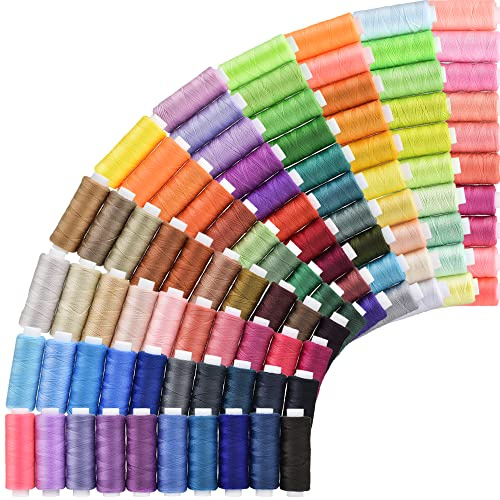 Sewing Threads Kits, All Purpose 100 Color Spools Polyester Thread Quilting Thread Assortment for Hand Machine Sewing Embroidery