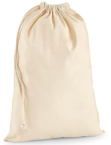 TULLUN Natural Cotton Drawstring Bag Extra-Large Heavy Duty Fabric Bag for Laundry, Storage, Shoping in Natural Colour - XL (75 x 49 cm / 29,5 x 19,3'' 38 litres) - Pack of 1