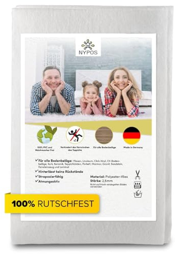 NYPOS Teppich Antirutschunterlage (160x230 cm) Vlies, Antirutschmatte für Läufer, Anti-Rutsch Teppich-Unterlage, Teppichstopper