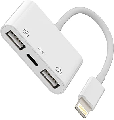 Lightning to USB Adapter for Iphone OTG Flash Drive Dongle Charger Cable Converter(3in1)Camera Card Reader Memory Stick Mouse Keyboard for Apple 14 13 12 11 Pro Max Mini X XS SE 8 7 Plus Ipad Air Cord