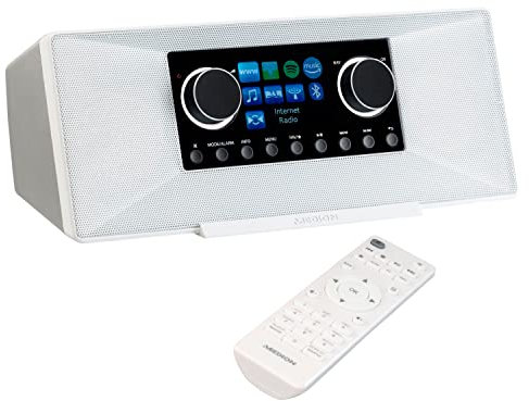 MEDION P85333 Internetradio mit DAB+ (WLAN, UKW, Spotify Connect, Amazon Music, USB, Kopfhörer-Anschluss, AUX, Stereo Line-Out Cinch, Sleep Timer) weiß