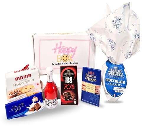 Speciale Italia – Happy Box Dolce, Cesto Regalo con Uovo di Pasqua, Mini Colomba e Spumante, Confezione Regalo Pasquale