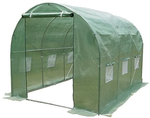 4IQ Group Gewächshaus Foliengewächshaus 2x3m mit Stahlfundament - Grün Folientunnel Gewächshaus für Tomaten 2x3 mit UV4 - Groß Gewächshäuser Folie 140g/m2- Foliengewächshaus Stabil 200x300 cm - 6m2