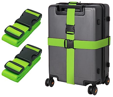 Grün Koffergurt Koffer Band 198cm Gepäckgurt Lang Gepäckgurte Kofferband Gurt kofferbänder 2er Set,Verstellbare Gepäckgurte Luggage Strap für Koffer