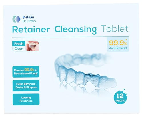 Y-Kelin Retainer Cleaner,Retainer Cleansing Tablets, Denture Cleaning Tablet, Retainer,Dentures,Mouth Guard Cleaner 12 Tablets