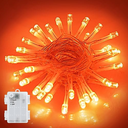 cshare Guirlande lumineuse d'extérieur pour Halloween - 3 m - 30 LED - Orange - Fonction minuterie - IP65 - Étanche - Pour Halloween, fête, carnaval, Noël - Décoration intérieure et extérieure