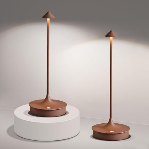 Leomix Tischlampen kabellos, 2er Set Akku Tischleuchten, Touch, IP54 | 2 LED Tischlampen Outdoor aus Aluminium, je 4000-mAh-Akku, stufenlos dimmbar – für Esstisch und Terrasse