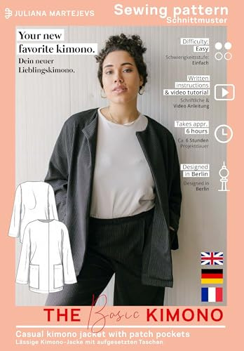 Cárdigan Kimono Blazer para mujer (talla XS-XXXL) patrón de corte de papel con instrucciones de costura para coser