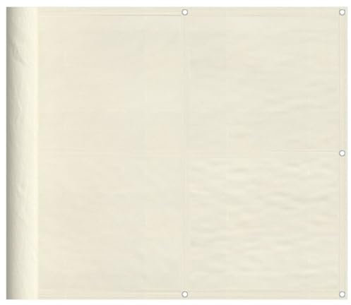 vidaXL Balkon Sichtschutz, Balkonbespannung mit Ösen Seil, Wasserfeste Balkonabdeckung, Balkonverkleidung für Balkon Terrasse, 90x700cm Creme 100% Polyester-Oxford