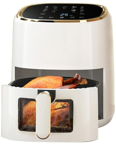 Vertical Single Drawer Air Fryer Has 1 Drawer And 1 Shelf Space-saving Design 5L Capacity 6 Cooking Functions White.(5L Smart model)