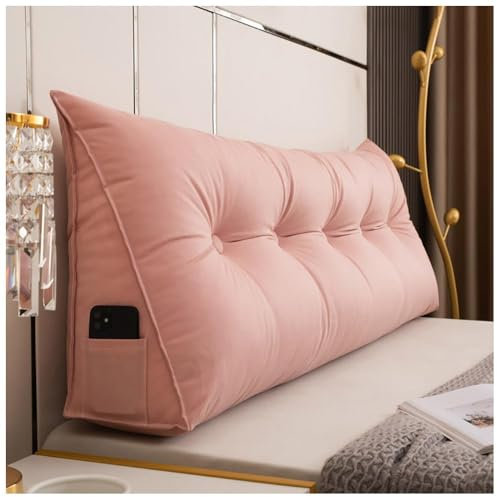 Modernes Keilkissen Bett Mit Abnehmbarem Für Bett Und Sofa Rückenkissen Keilkissen Sofa Bettkissen Lordosenstütze Couchkissen Dreieck Nacken Und Taillenkissen, Pink-100 * 50 * 20cm