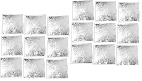 Operitacx 2 Sätze Silberfolie Wandverkleidung Wand Polsterung Metallfolie Metallische Papierfolienimitation Folienblatt Bettwäsche Dekofolie Selber Machen Bastelfolie Silver 200 Stück * 2